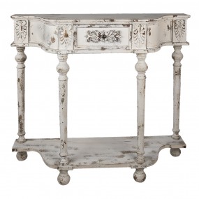 25H0486 Side Table 118x40x100 cm White Wood Console Table