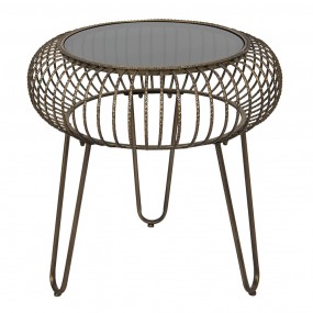 25Y0817 Side Table Ø 48x47 cm Brown Iron Glass Round