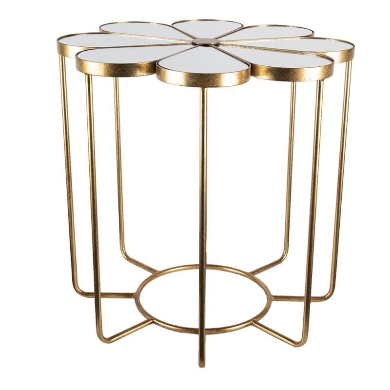 5Y0908 Side Table Ø 62x61 cm Gold colored Metal Glass