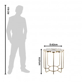 25Y0908 Side Table Ø 62x61 cm Gold colored Metal Glass