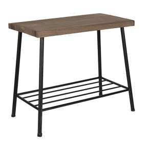 264702 Side Table 40x21x33 cm Brown Black Iron Wood Rectangle