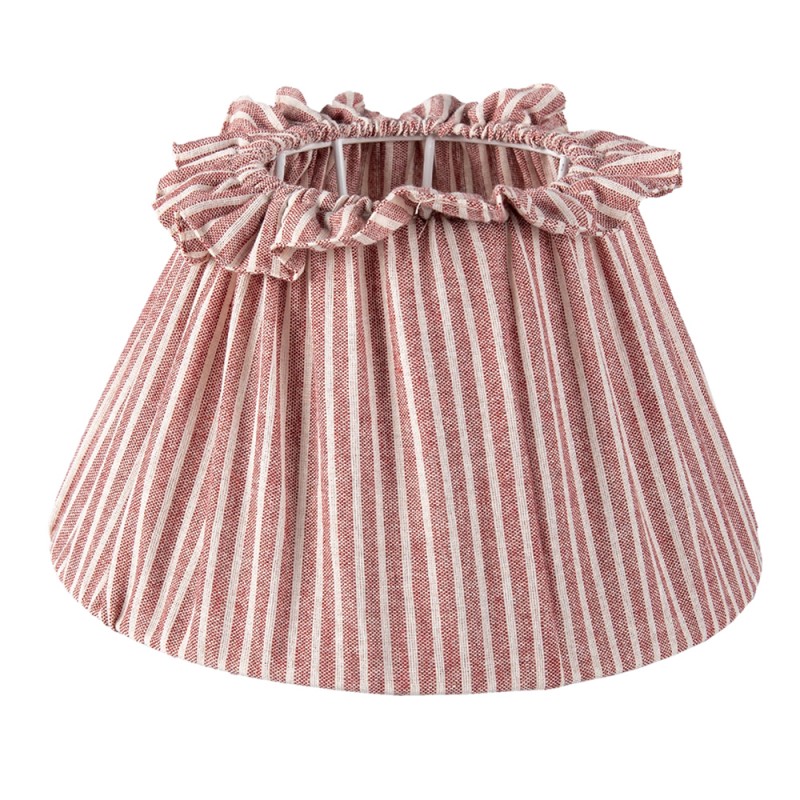 6LAK0514 Lampshade Ø 22x13 cm Red Textile on Plastic Stripes Fabric Lampshade