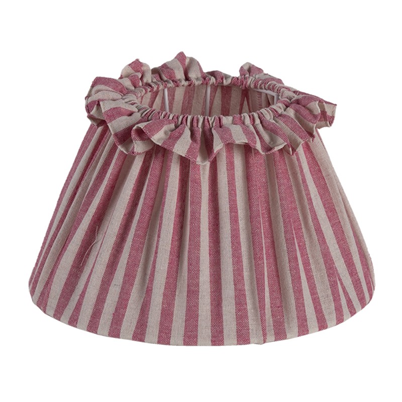 6LAK0515 Lampshade Ø 22x12 cm Red Textile on Plastic Striped Round Fabric Lampshade