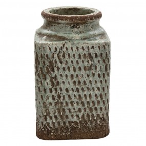 26TE0382 Vase 16x16x27 cm Grau Terrakotta Quadrat Dekoration Vase