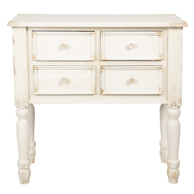 5H0442 Chest of Drawers 87x38x86 cm White Wood Rectangle Console Table