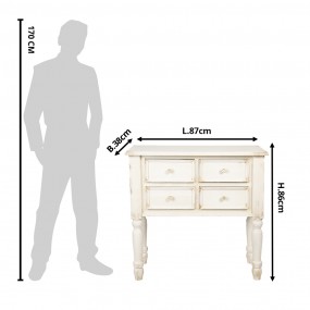25H0442 Chest of Drawers 87x38x86 cm White Wood Rectangle Console Table