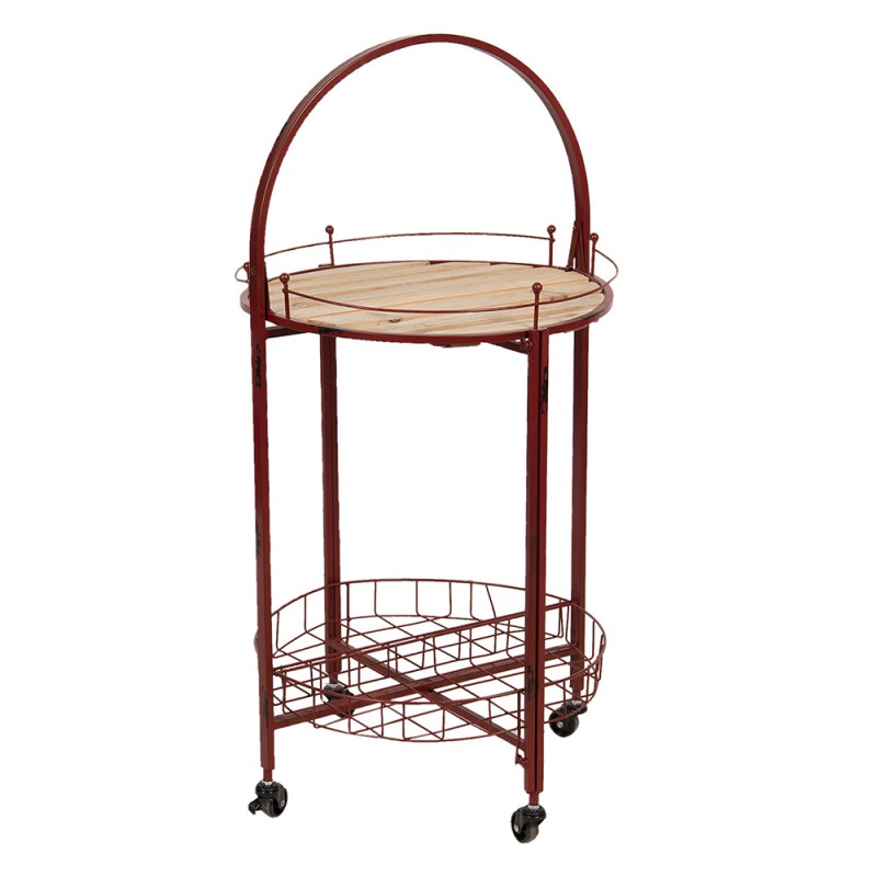 5Y0658 Side Table Ø 49x98 cm Red Iron Wood Round