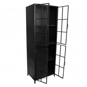 25CCM0244 Display Cabinet 60x43x171 cm Black Metal Glass Rectangle Bookcase