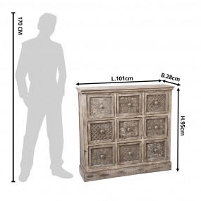 25H0030 Chest of Drawers 101x28x95 cm Brown Wood Rectangle Dresser