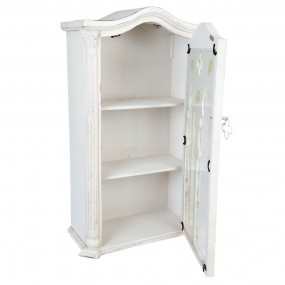 25H0272 Wall Cupboard 49*22*79 cm White Wood Glass Rectangle