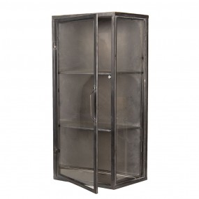 25Y0620 Wall Cabinet 49x19x75 cm Brown Metal Glass Rectangle Storage Cabinet