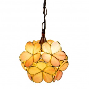 25LL-6093 Pendant Lamp Tiffany 21x21x17/90 cm  Pink Yellow Glass Flowers Dining Table Lamp