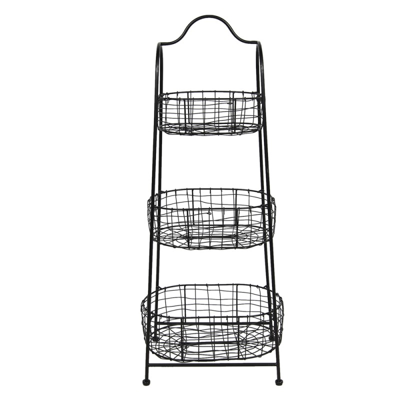 5Y0824 Basket Rack 42x30x108 cm Black Iron Rectangle Kitchen Rack