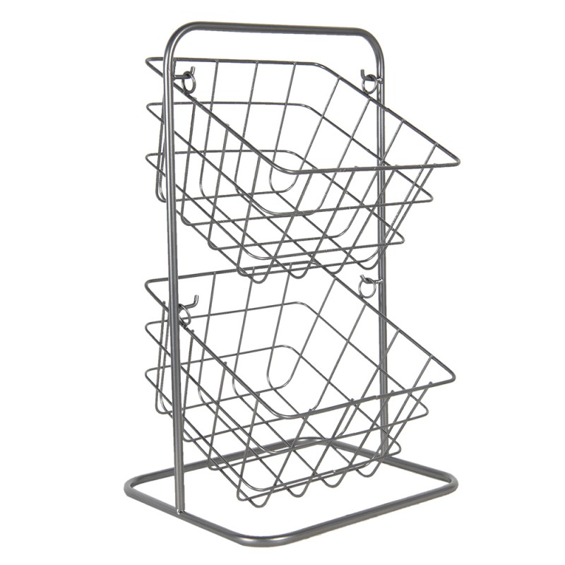 6Y4555 Basket Rack 22x22x41 cm Grey Metal Kitchen Baskets
