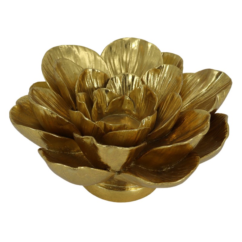 6PR3723 Teelichthalter Blume Ø 19 cm Goldfarbig Kunststoff Halter für Teelicht