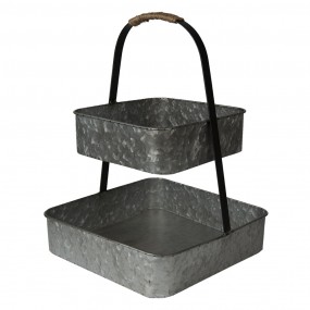 26Y4864 2-Tiered Stand 30x42 cm Grey Iron Fruit Bowl Stand