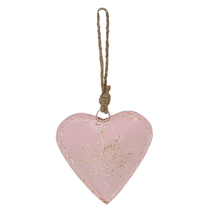 6Y5272 Pendant Heart 12 cm Pink Iron Christmas Ornament