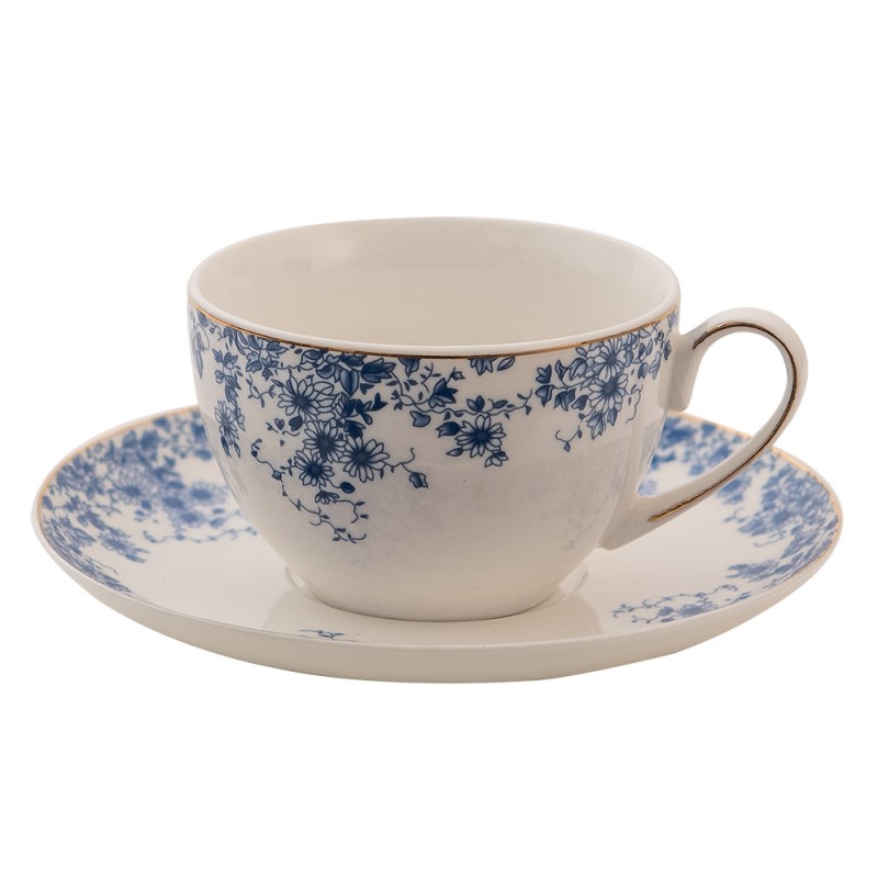 BFLKS Cup and Saucer 220 ml Blue Porcelain Flowers Tableware