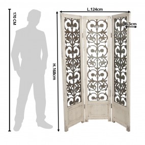 25H0439 Room Divider 124x3x166 cm White Brown Wood Rectangle Folding Screen