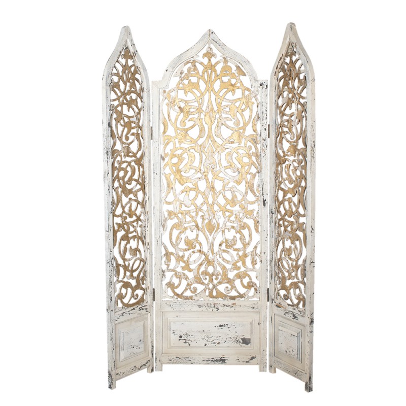 5H0469 Room Divider 124x186 cm White Gold colored Wood Rectangle Folding Screen