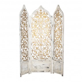 25H0469 Room Divider 124x186 cm White Gold colored Wood Rectangle Folding Screen