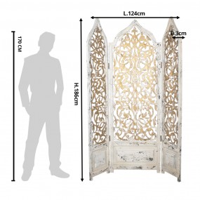 25H0469 Room Divider 124x186 cm White Gold colored Wood Rectangle Folding Screen