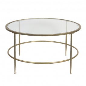 250470 Coffee Table Ø 85x46 cm Silver colored Iron Glass Round Side Table