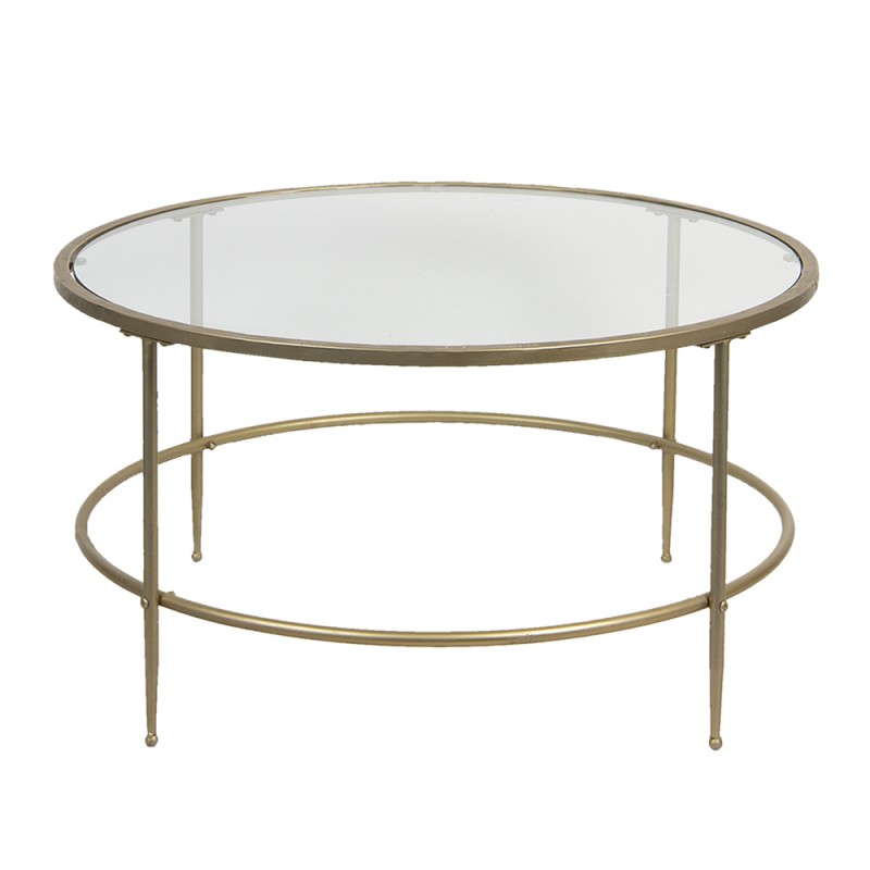 50470 Coffee Table Ø 85x46 cm Silver colored Iron Glass Round Side Table