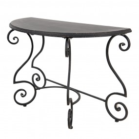 250600 Side Table 117x56x79 cm Black Metal Wood Semicircle Console Table
