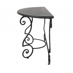 250600 Side Table 117x56x79 cm Black Metal Wood Semicircle Console Table