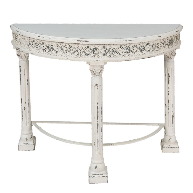 50603 Side Table 120x49x86 cm White Iron Wood Flowers Semicircle Console Table
