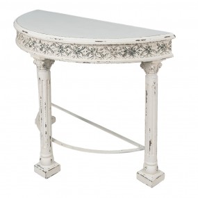250603 Side Table 120x49x86 cm White Iron Wood Flowers Semicircle Console Table