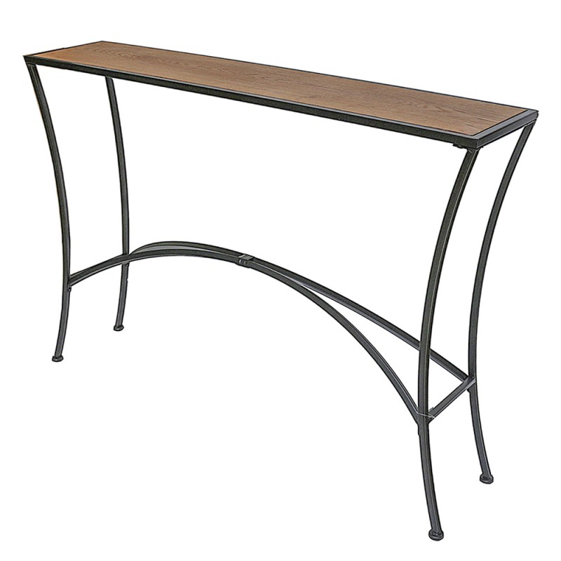50668 Side Table 122x27x85 cm Black Brown Iron Wood Console Table