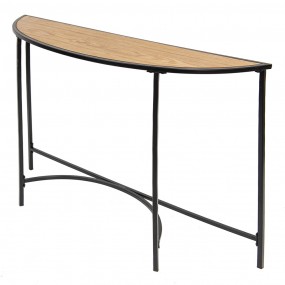 250669 Side Table 120x31x81 cm Black Brown Iron Wood Semicircle Console Table