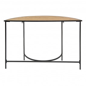 250669 Side Table 120x31x81 cm Black Brown Iron Wood Semicircle Console Table
