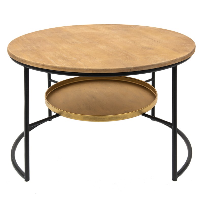50676 Coffee Table Ø 81x52 cm Brown Black Wood Iron Side Table