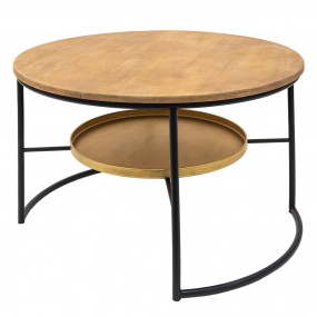 250676 Coffee Table Ø 81x52 cm Brown Black Wood Iron Side Table