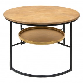 250676 Table basse Ø 81x52 cm Marron Noir Bois Fer Table d'appoint