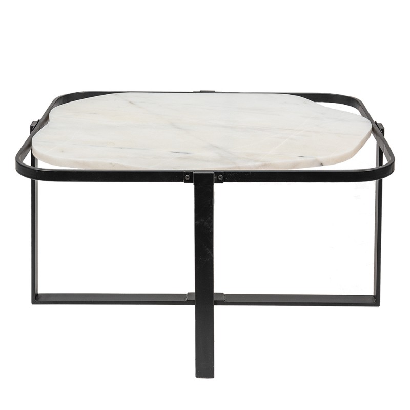 50681 Coffee Table 86x68x45 cm Black White Iron Side Table