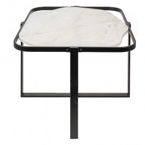 250681 Coffee Table 86x68x45 cm Black White Iron Side Table