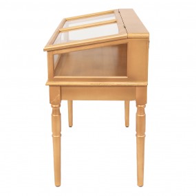 25H0415GO Display Cabinet 80x46x85 cm Gold colored Wood Glass Cabinet