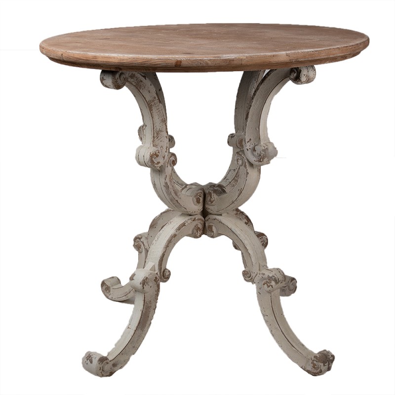 5H0487 Side Table Ø 80x80 cm Beige Brown Wood Side Table