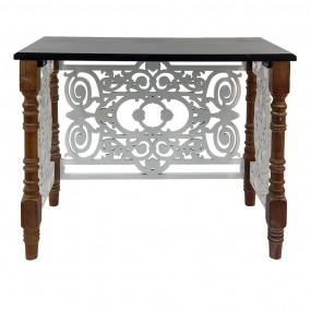 25H0528 Side Table 101x55x79 cm Brown White Wood Rectangle Console Table
