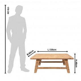 25H0560 Table basse 120x60x48 cm Marron Bois Table d'appoint