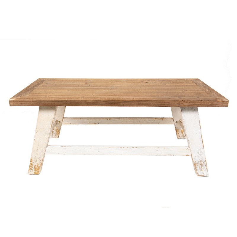 5H0561 Coffee Table 120x60x48 cm White Brown Wood Side Table
