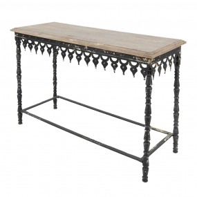 25Y0958 Side Table 121x45x81 cm Black Brown Iron Wood Rectangle Console Table