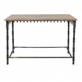 25Y0958 Side Table 121x45x81 cm Black Brown Iron Wood Rectangle Console Table