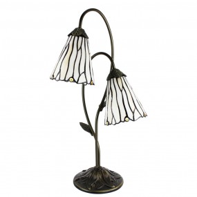 25LL-6252 Lampada da tavolo Tiffany 61 cm Marrone Bianco  Vetro Lampada da scrivania Tiffany