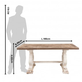 25H0357 Tavolo da pranzo 180x90x82 cm Marrone Legno  Rettangolo Tavolo