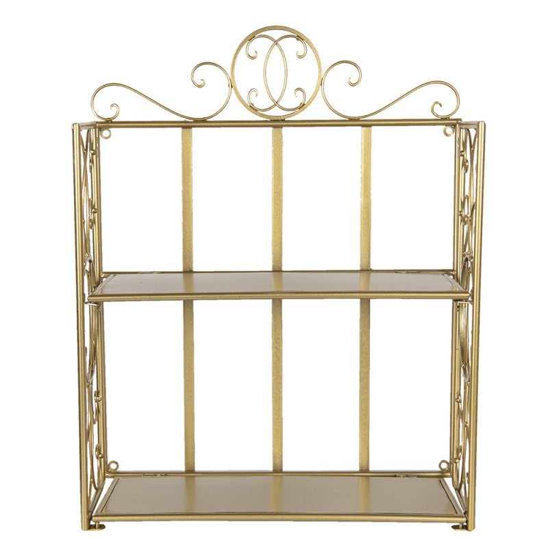 6Y2799GO Wall Rack 41x18x53 cm Gold colored Iron Rectangle Wall Shelf